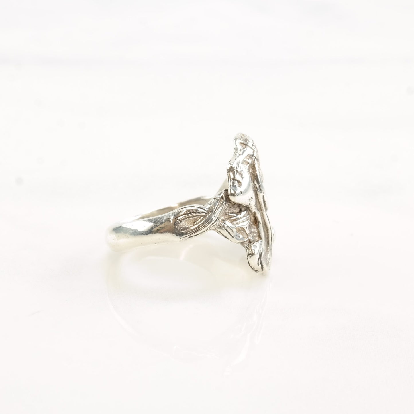 Vintage Sterling Silver Ring Art Nouveau Revival Fairy Size 7