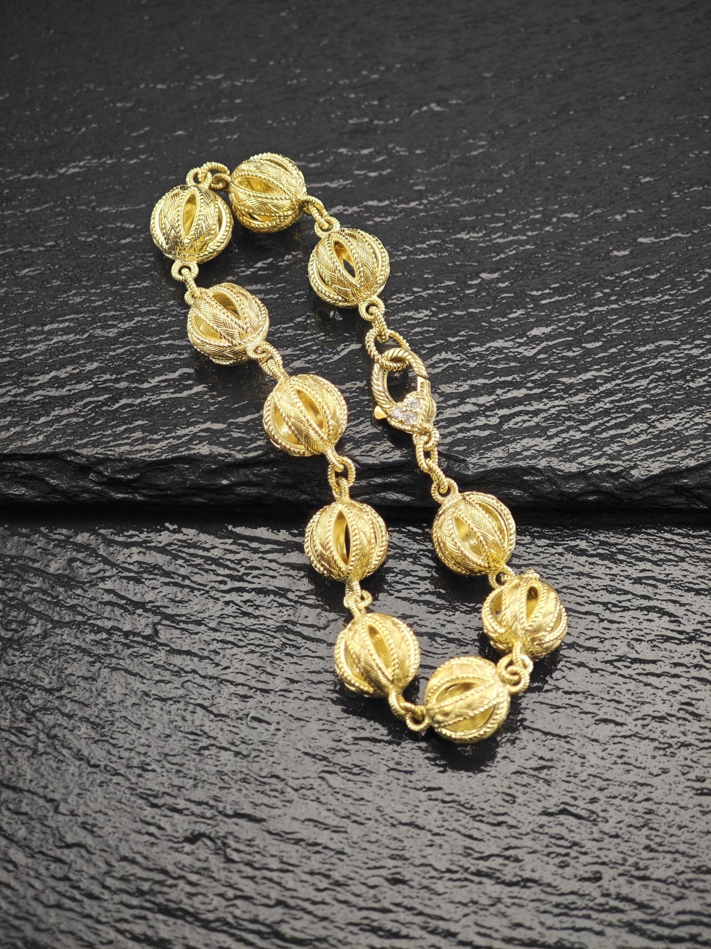 Judith Ripka Gold Tone Sphere Link Bracelet Sterling Silver