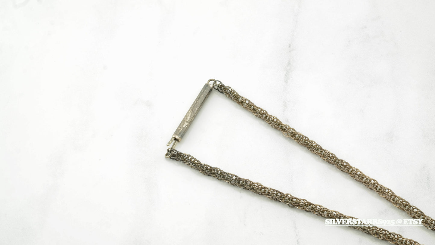 Vintage Ethnographic Sterling Silver Yamod Turkomans Coral Accent Plaque Pendant Necklace