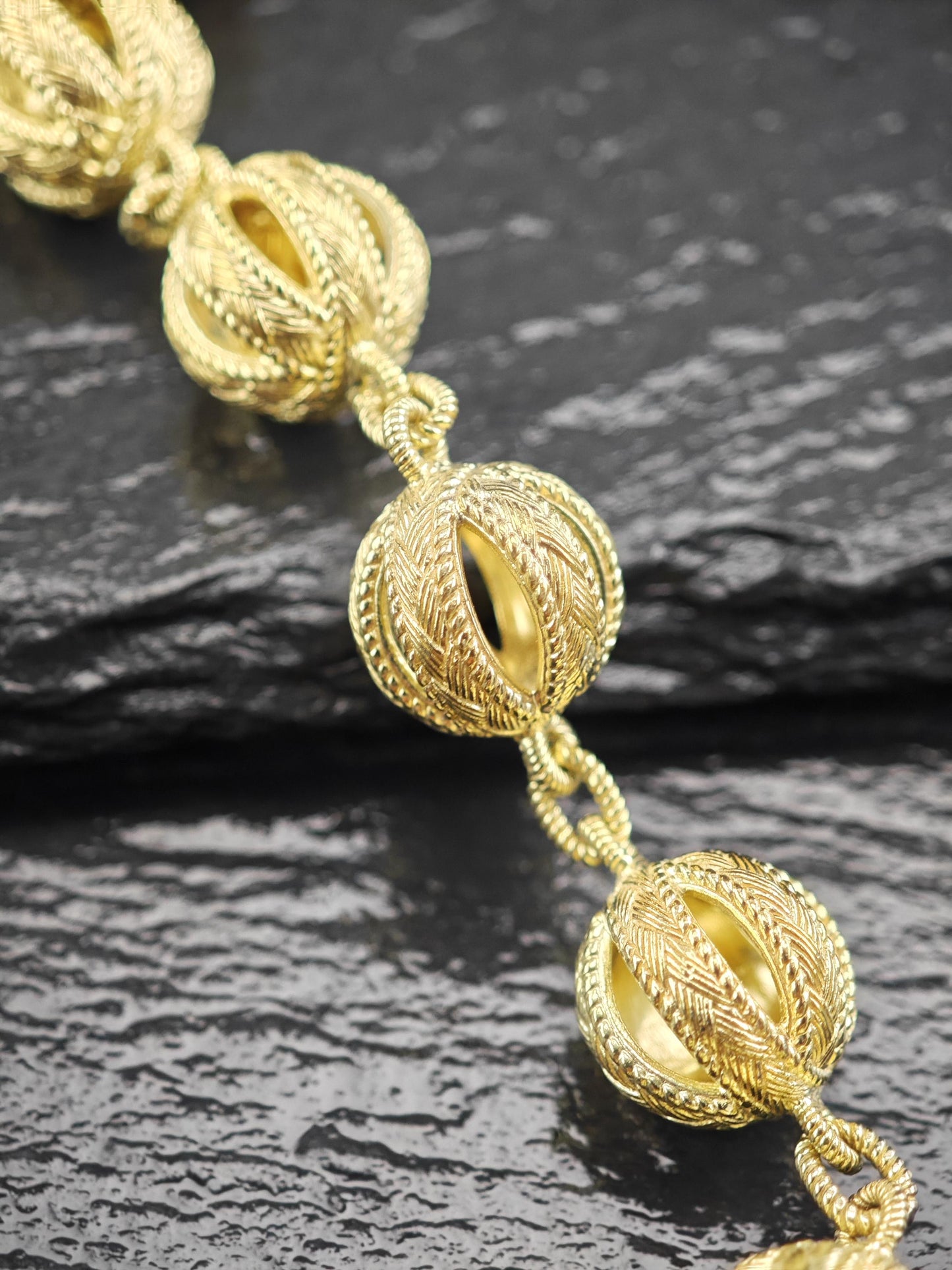 Judith Ripka Gold Tone Sphere Link Bracelet Sterling Silver