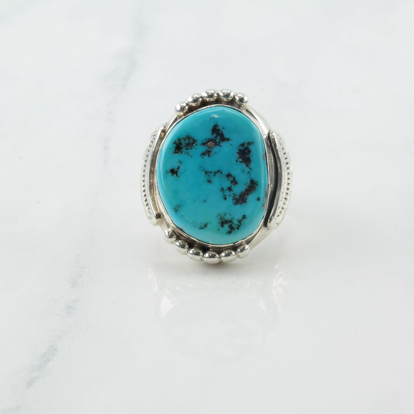 Native American Silver Ring Sleeping Beauty, Turquoise Large Sterling Blue Size 10 3/4