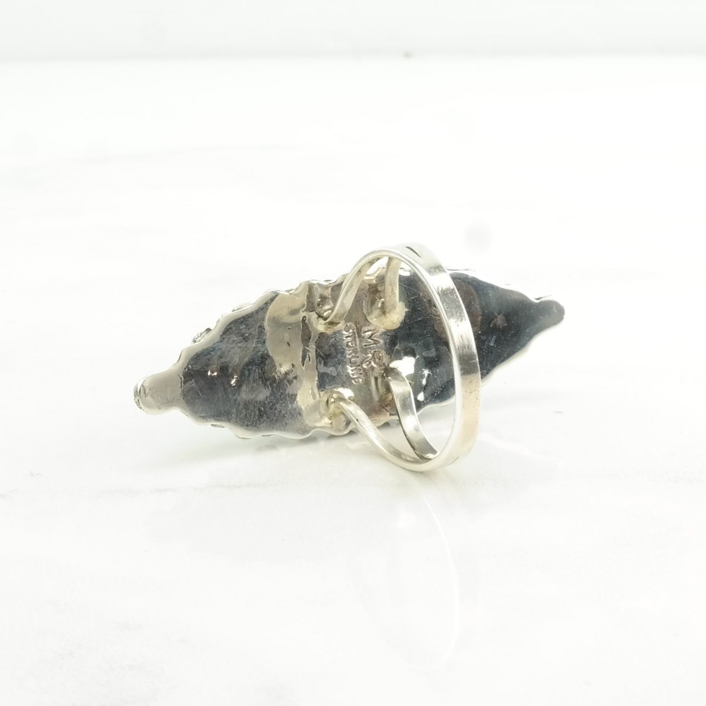 Vintage Southwest Silver Ring Block Turquoise Cluster Sterling Blue Size 7 1/4