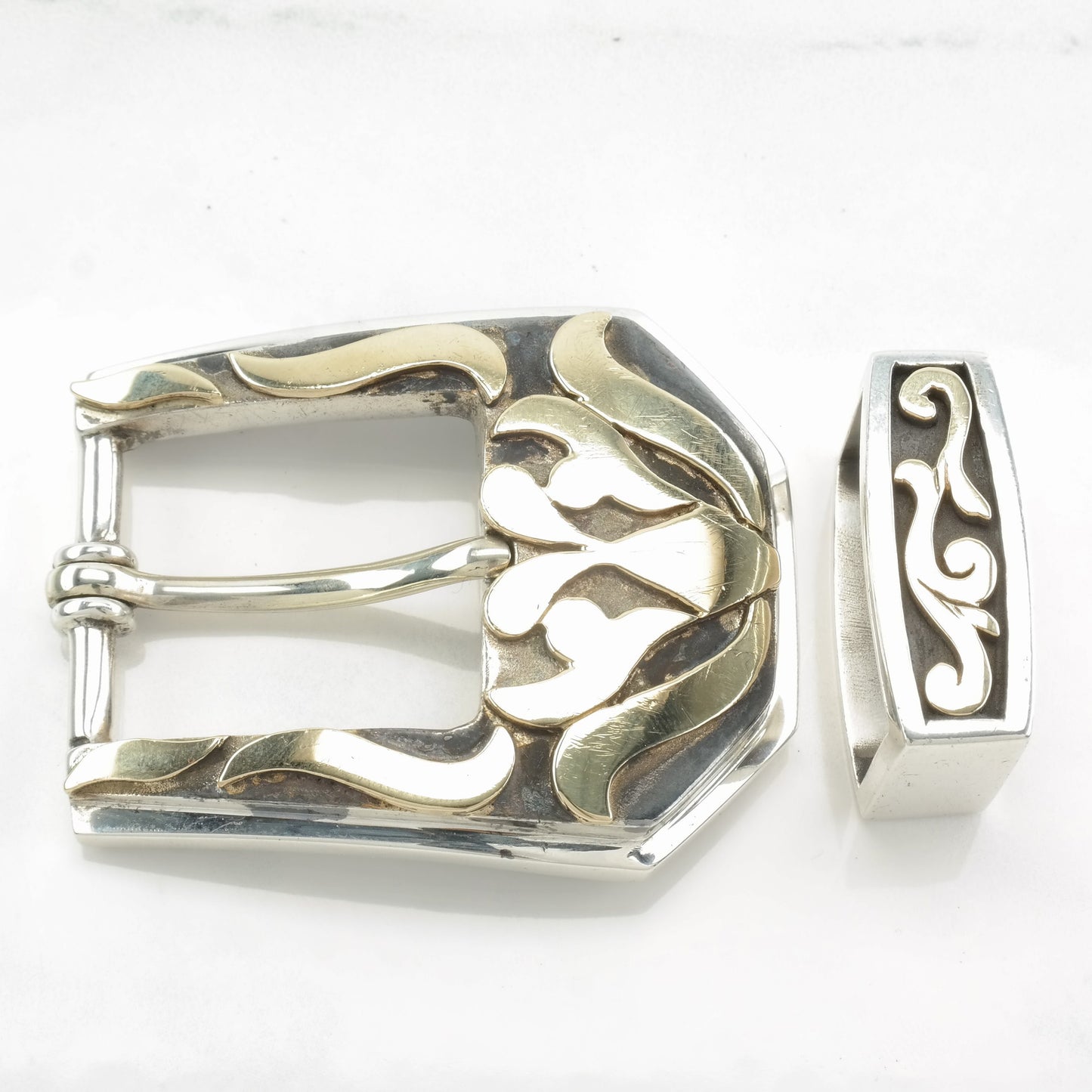 Vintage Native American Belt Accessories 14K Gold Accent Sterling Silver