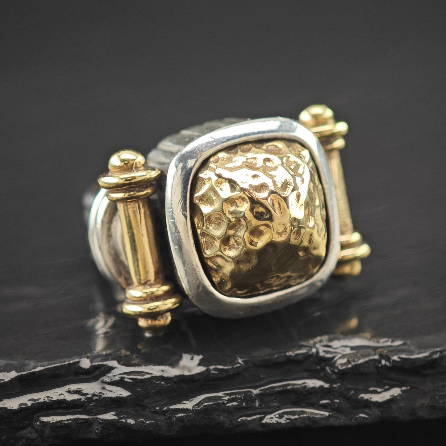 Dian Malouf Dome 14K Gold Accent Ring Sterling Silver