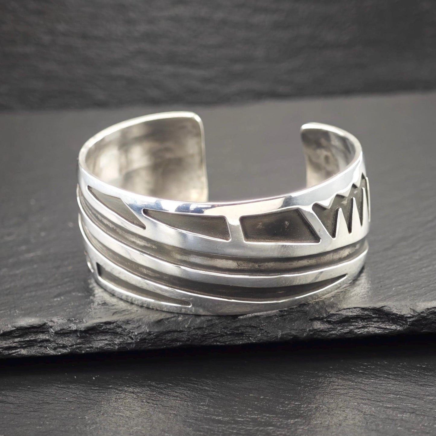 Native American Overlay, Cuff Bracelet Sterling Silver