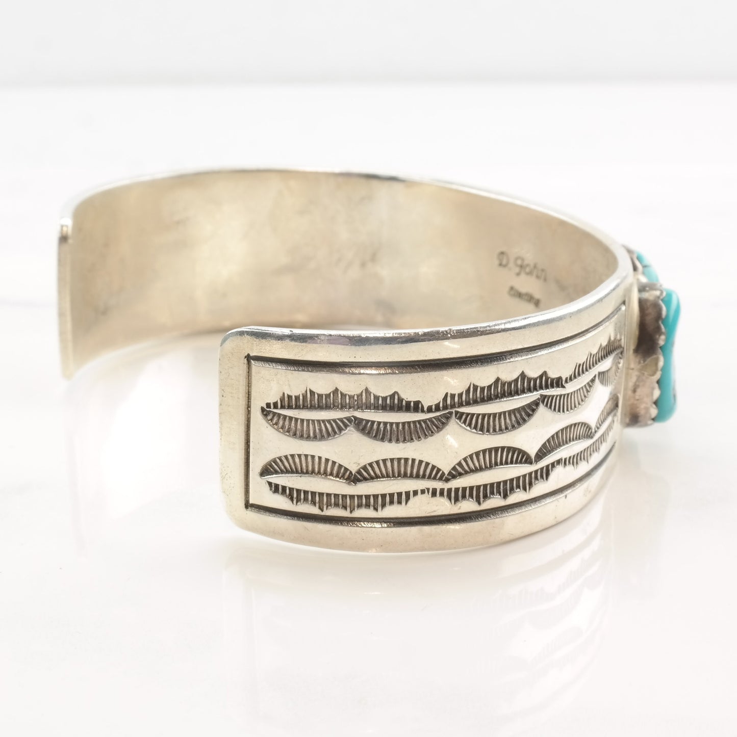 Native American Turquoise Cuff Bracelet Sterling Silver Cluster Row