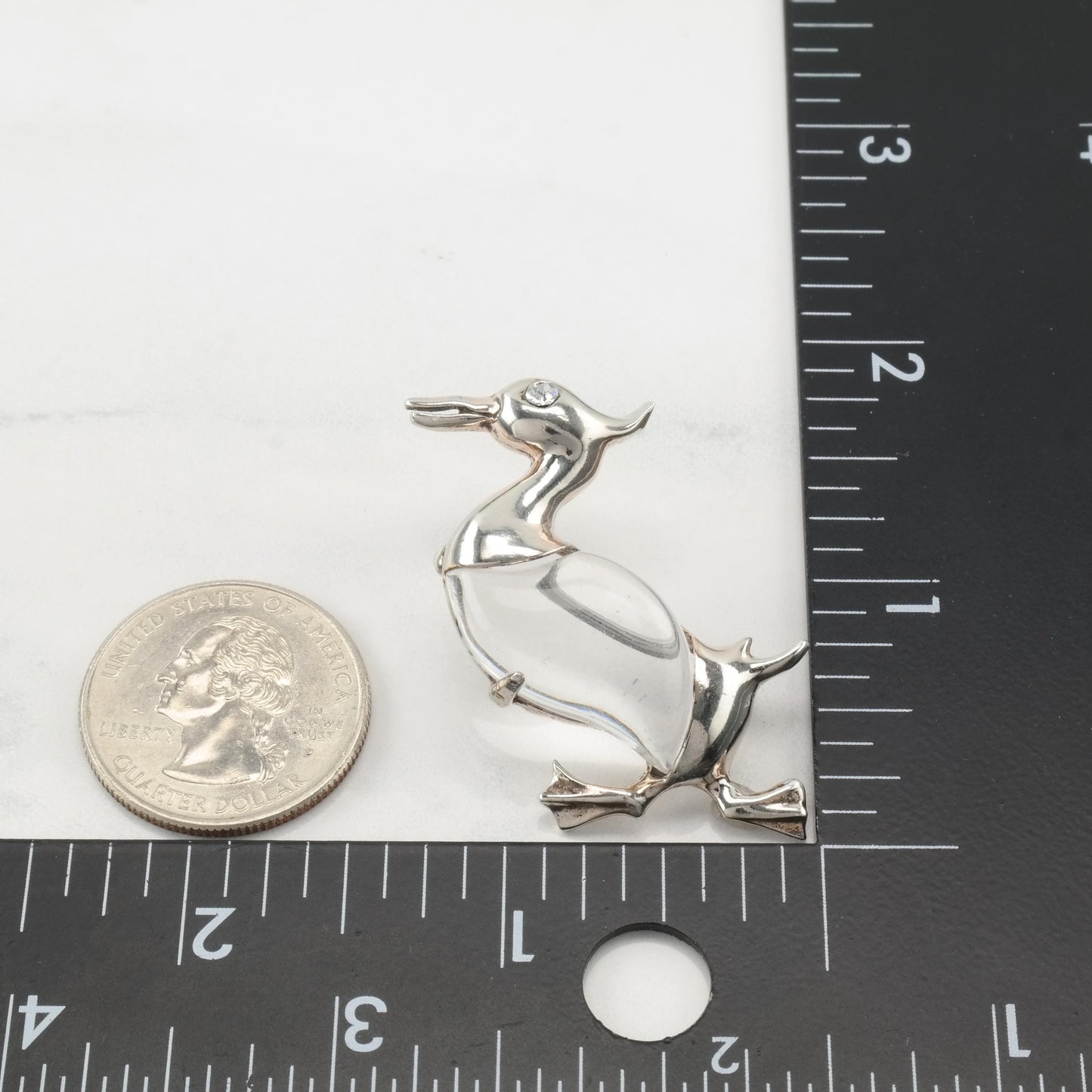 Norma, Jelly Belly Translucent Pelican Sterling Silver Brooch B2001