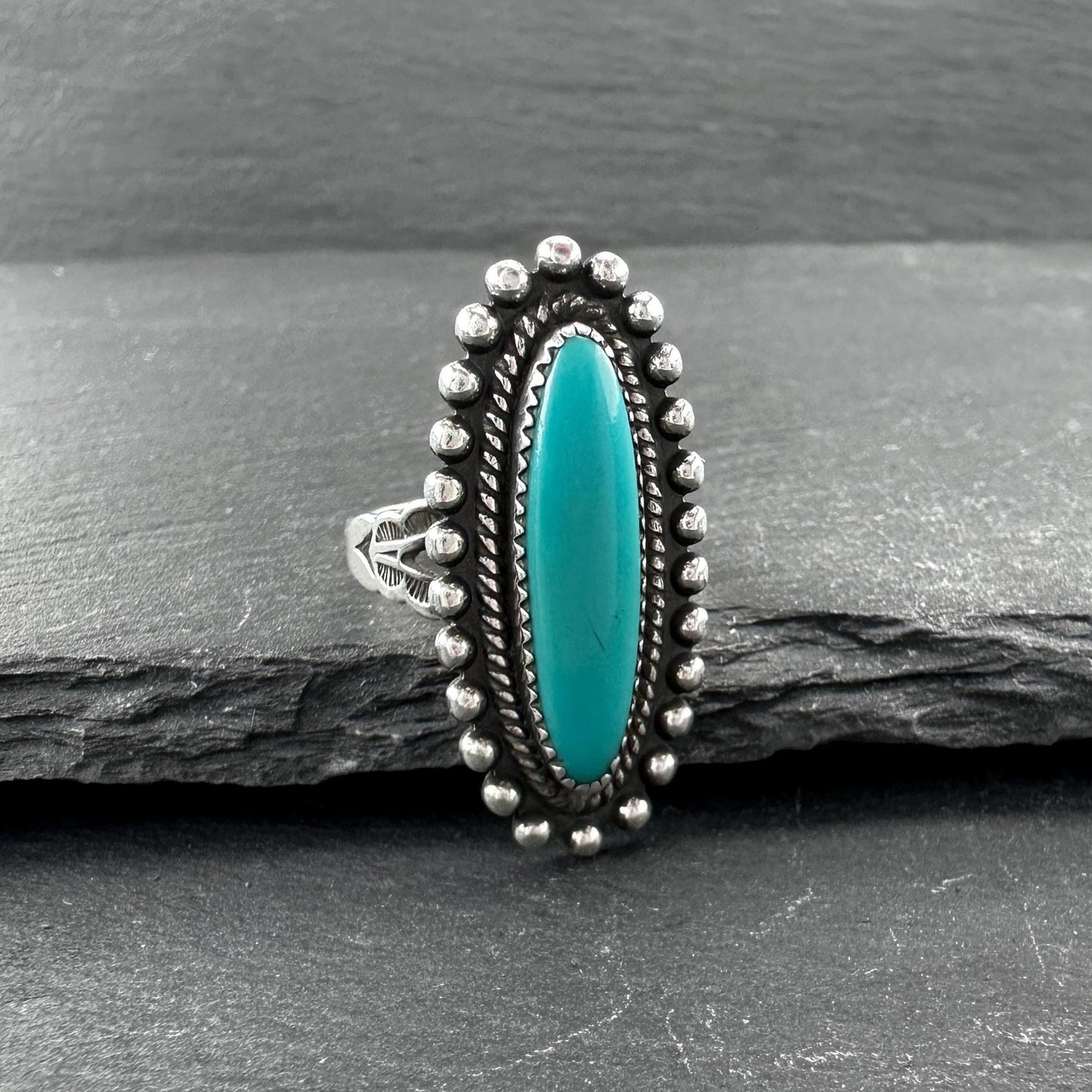Fred Harvey Era, Block Turquoise Ring Sterling Silver