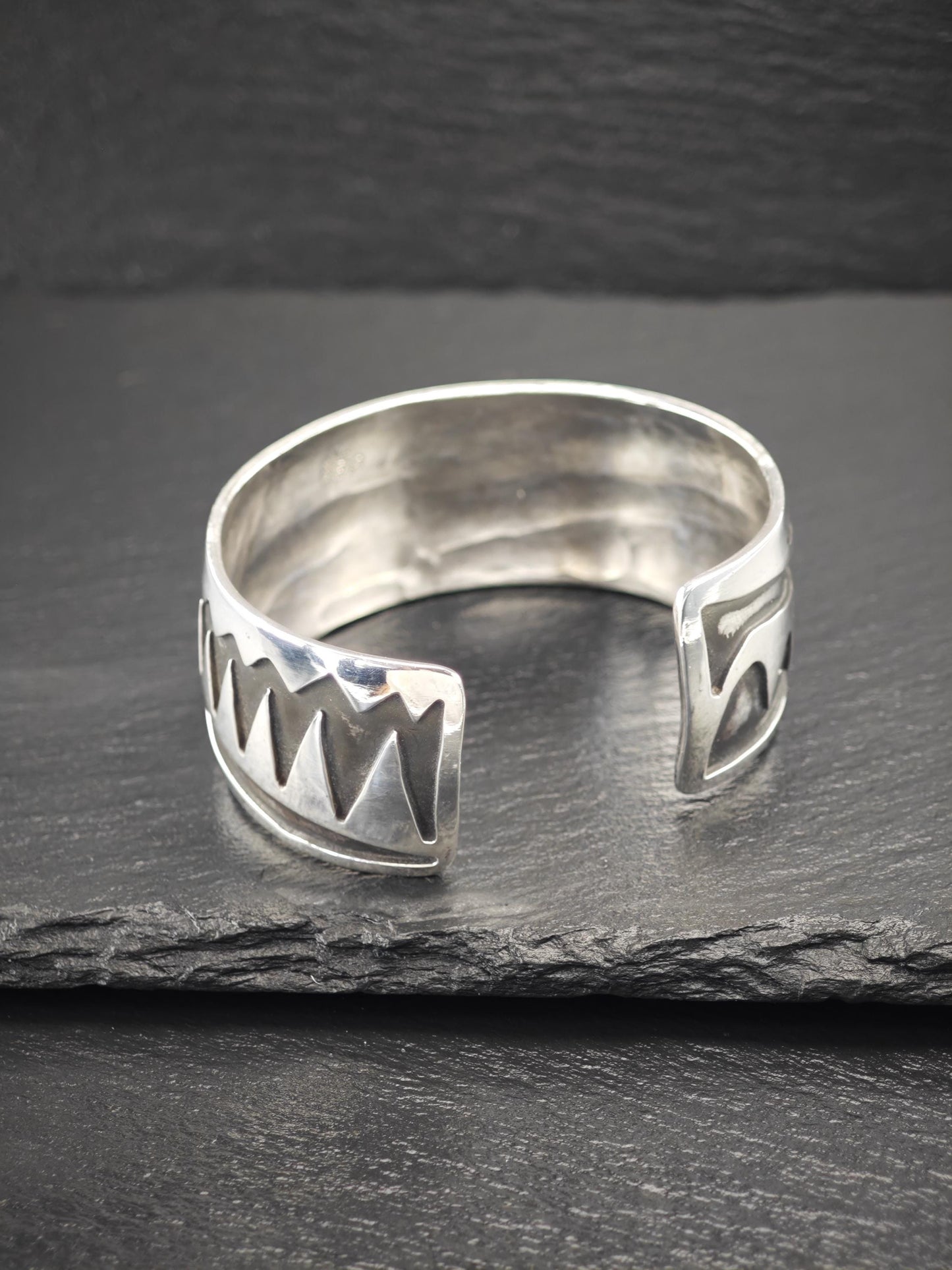 Native American Overlay, Cuff Bracelet Sterling Silver