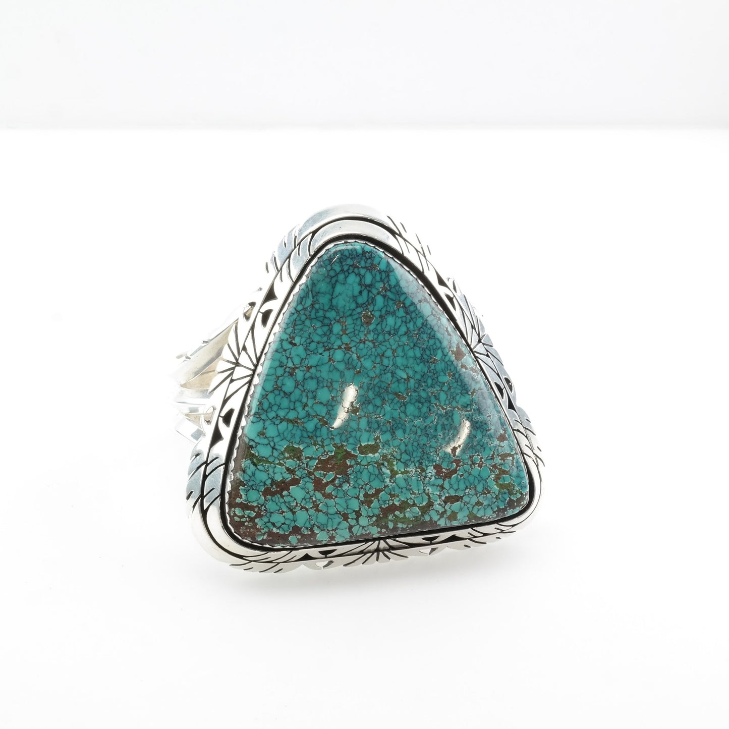 Spiderweb Turquoise Native American Sterling Silver Cuff Bracelet