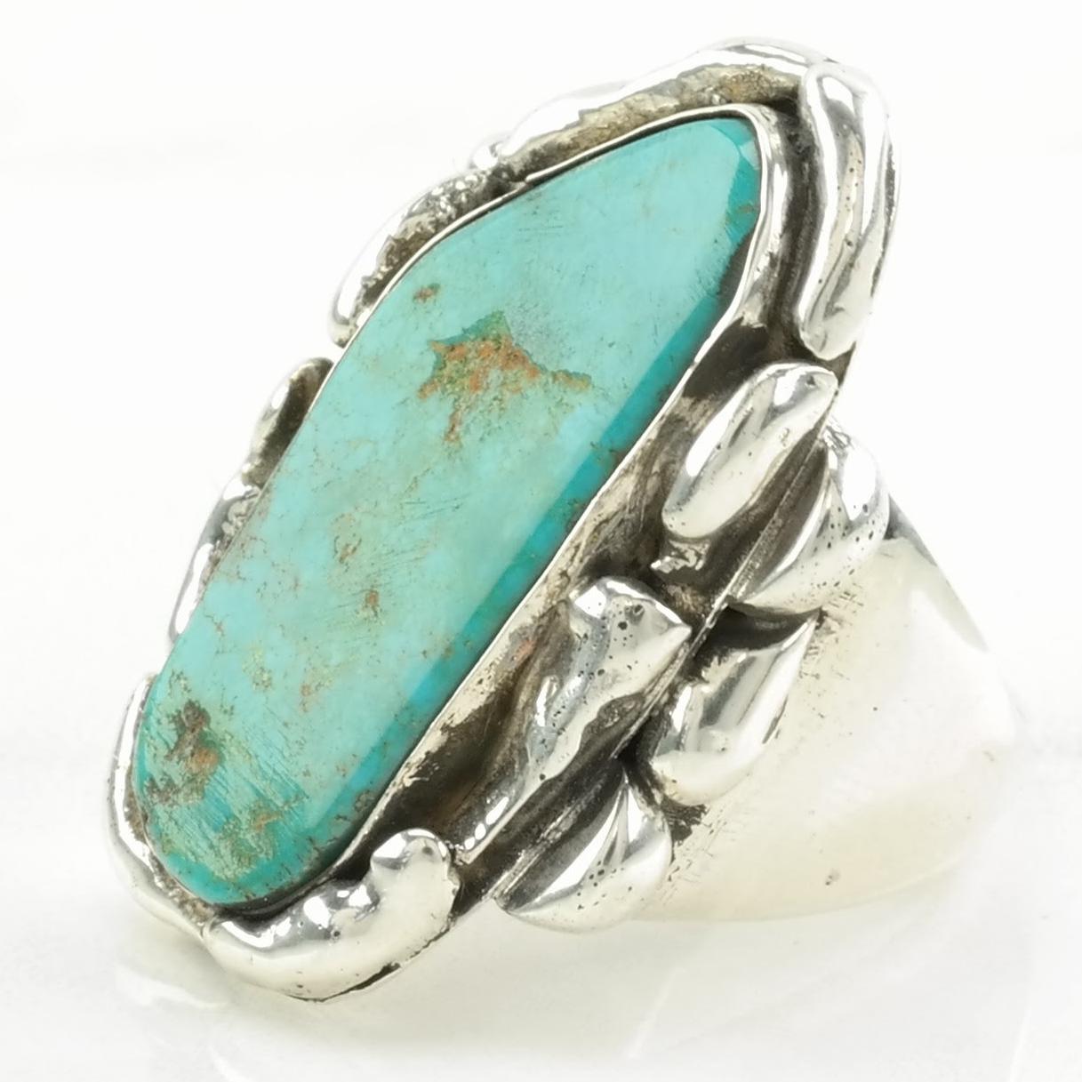 Vintage Southwest Silver Ring Turquoise Large Sterling Blue Size 9