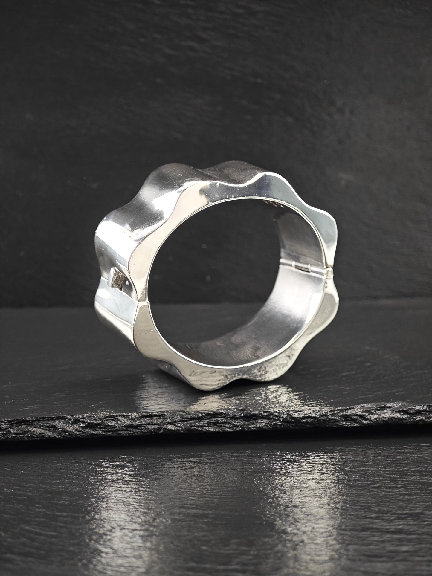 Taxco Mexico, Abstract Cuff Bracelet Sterling Silver