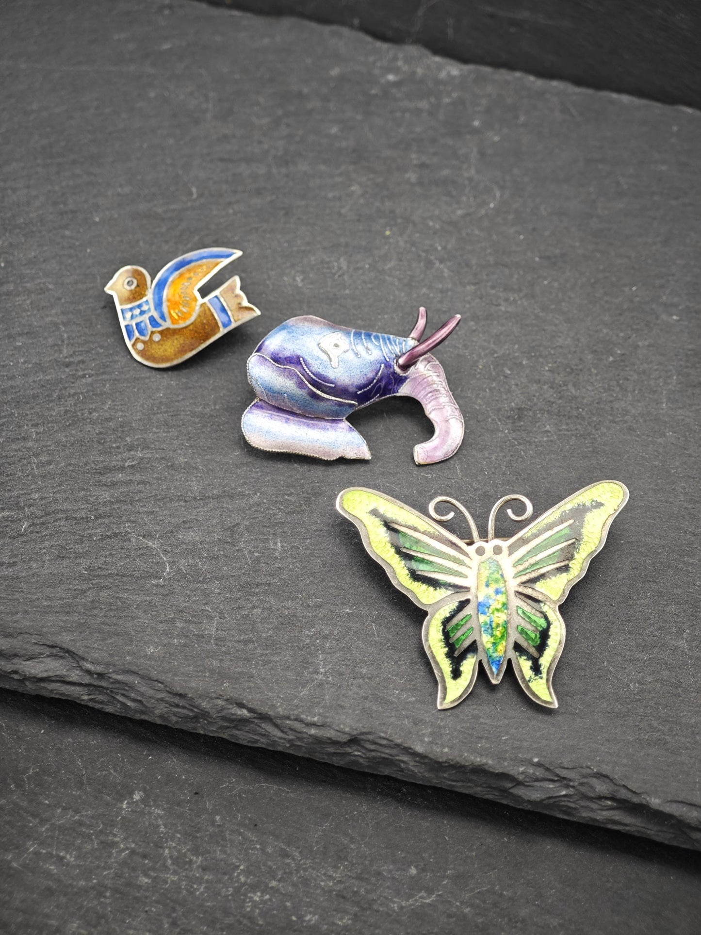 Choice of Enamel, Animal Brooches Sterling Silver