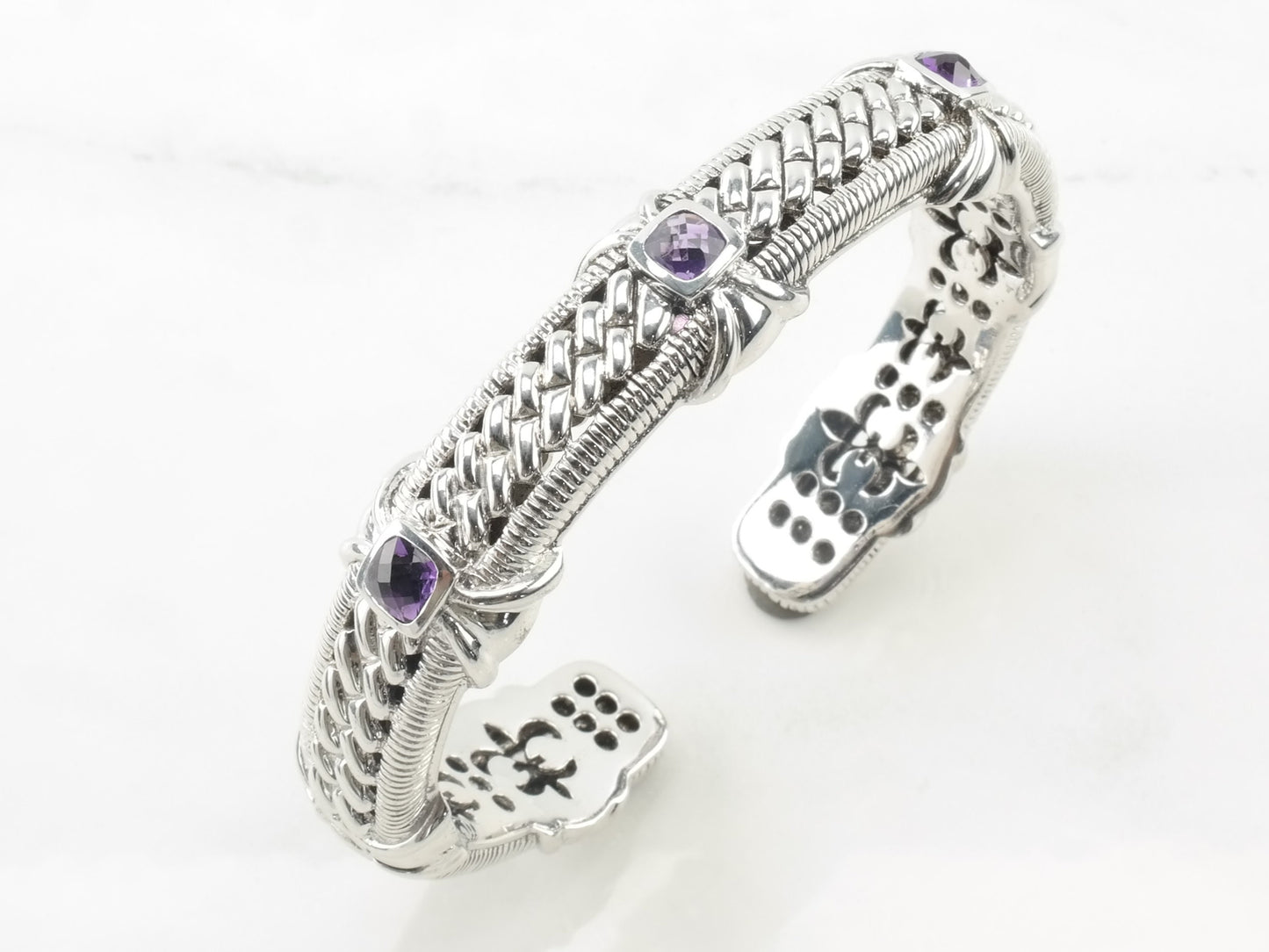 Judith Ripka Sterling Silver Cuff Bracelet Amethyst