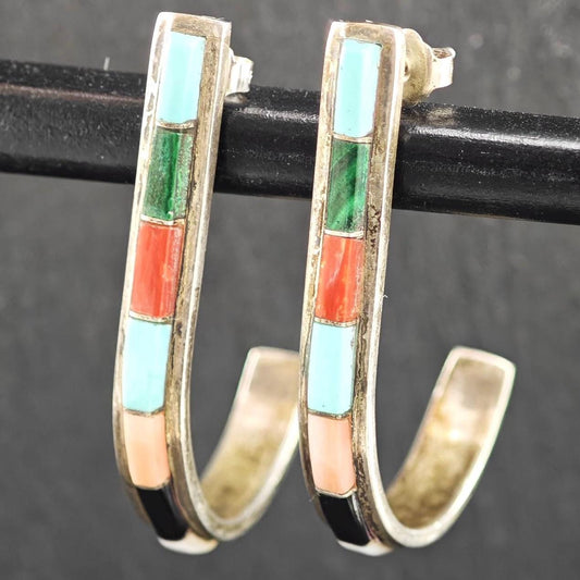 Native American, Hook Stud Earrings Sterling Silver