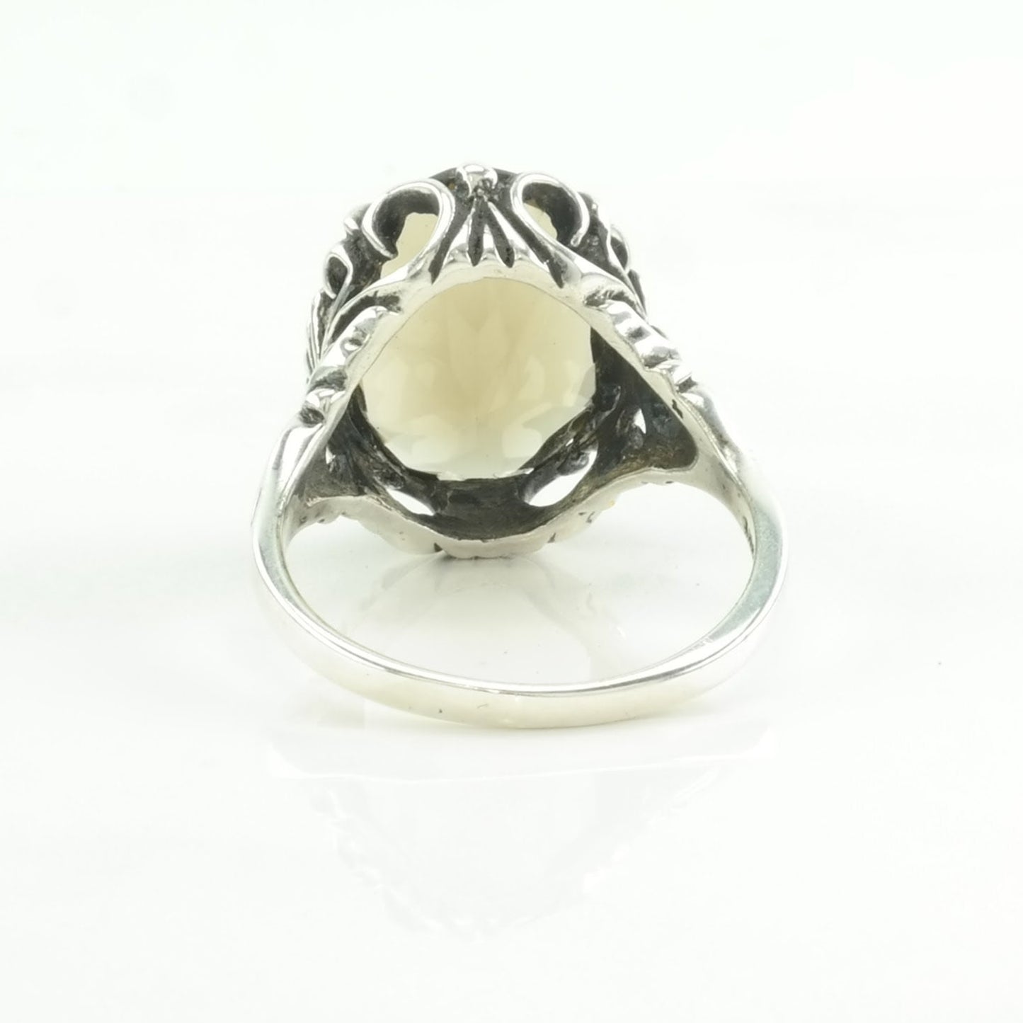 Vintage Kabana Silver Ring Smokey Quartz Sterling Size 10 1/4