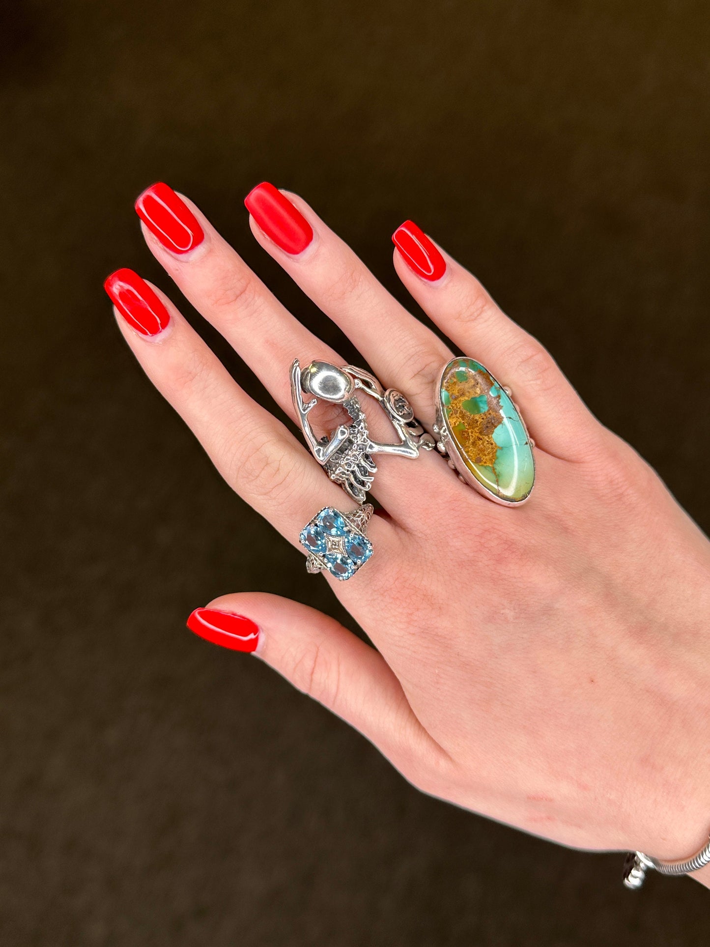 Vintage HAN Silver Ring Skeleton Sterling Size 11 1/2