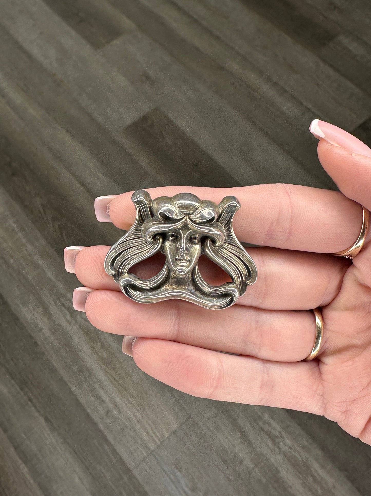 Art Nouveau Kerr Sterling Silver Lady Brooch