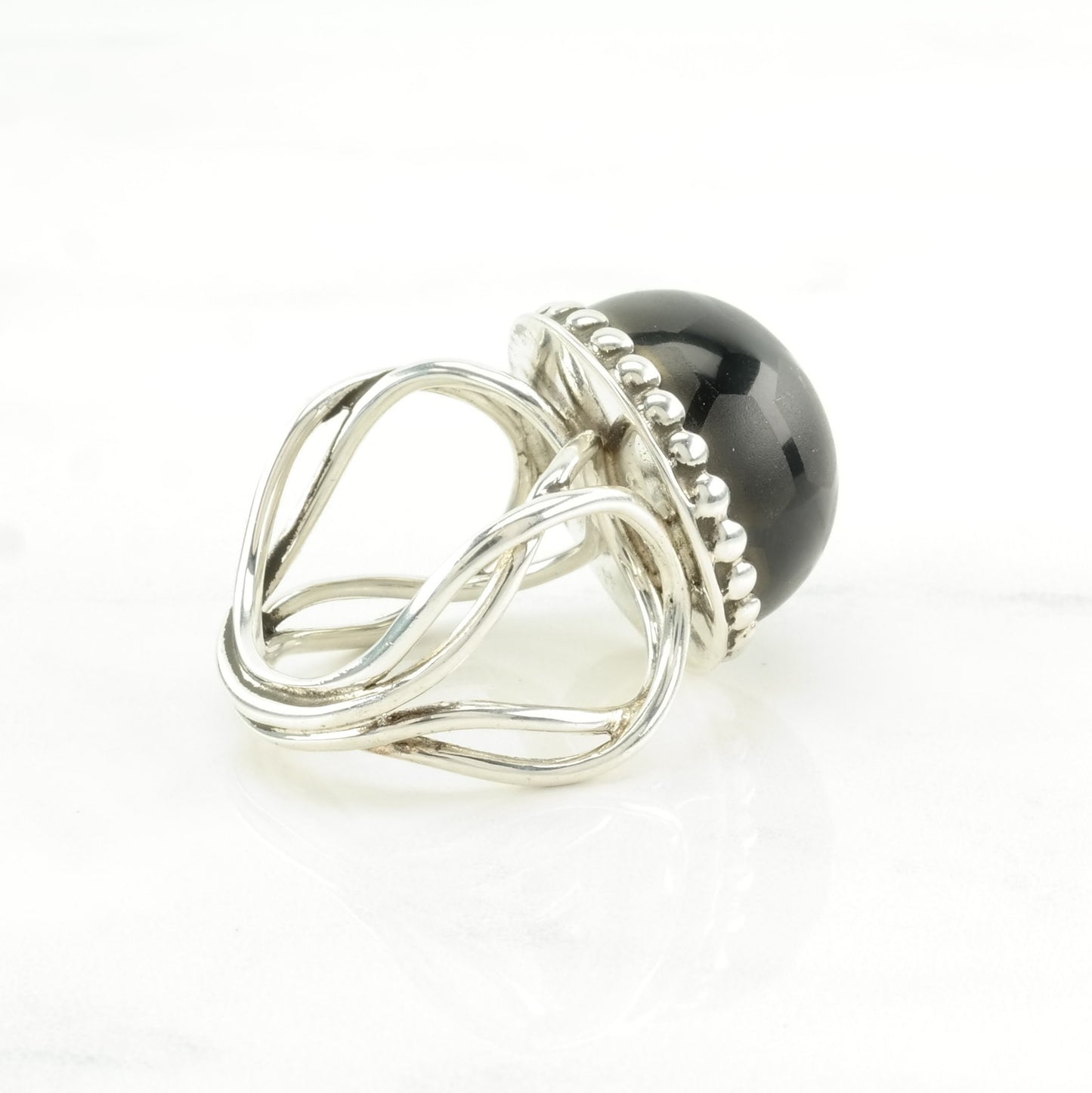 Vintage DTR Silver Ring Onyx Soccer Ball Sterling Black Size 9 1/4