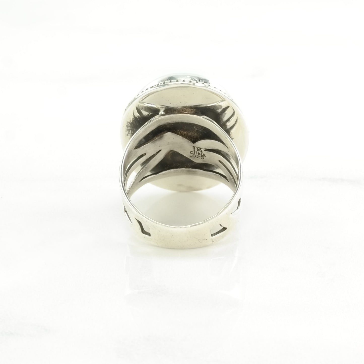 Vintage DTR Silver Ring Turquoise Two-Toned Sterling Blue Size 7