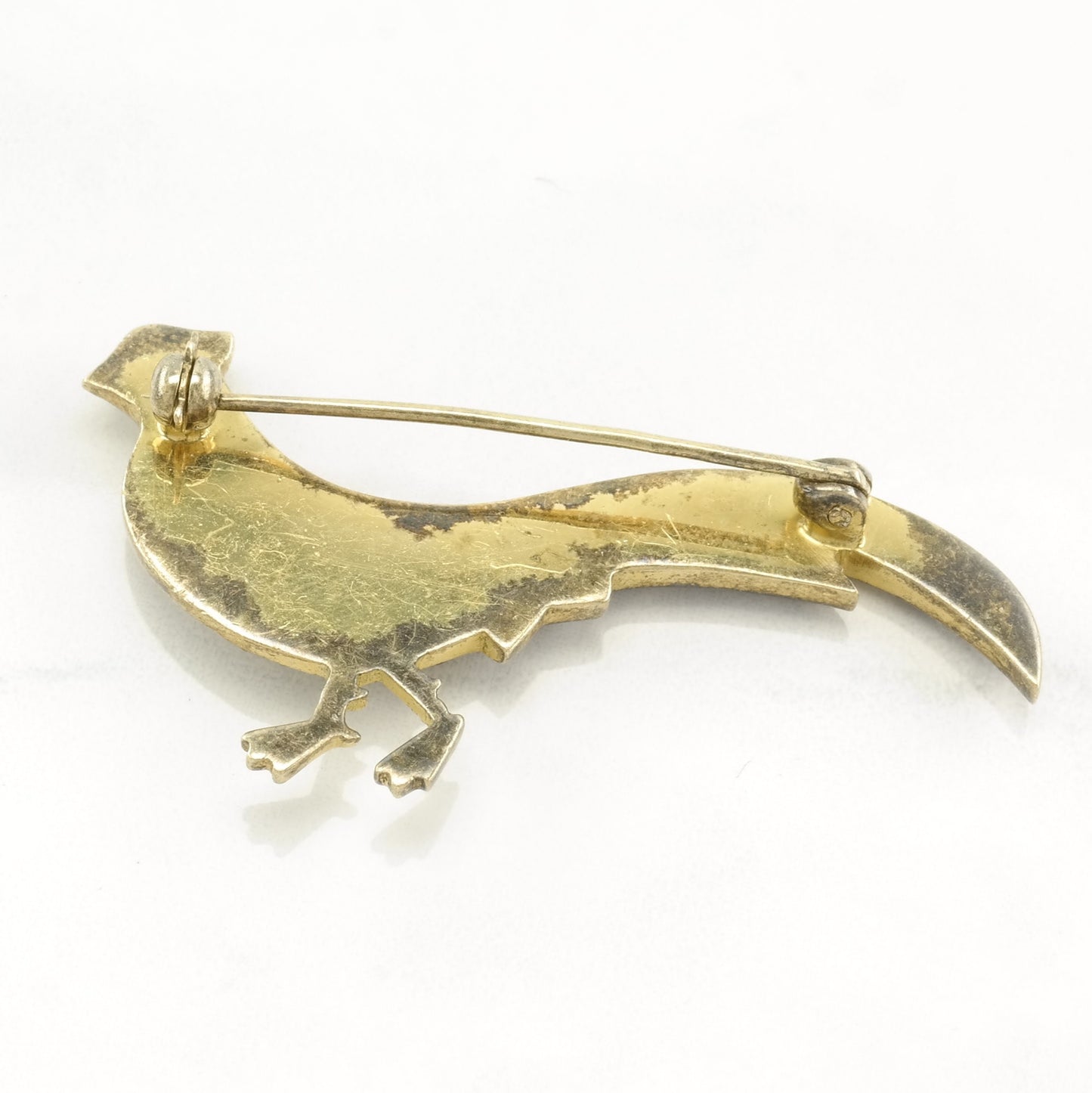 European Sterling Silver Quail Brooch with Bohemian Garnets, 900 Silver, Red Garnet Bird Brooch