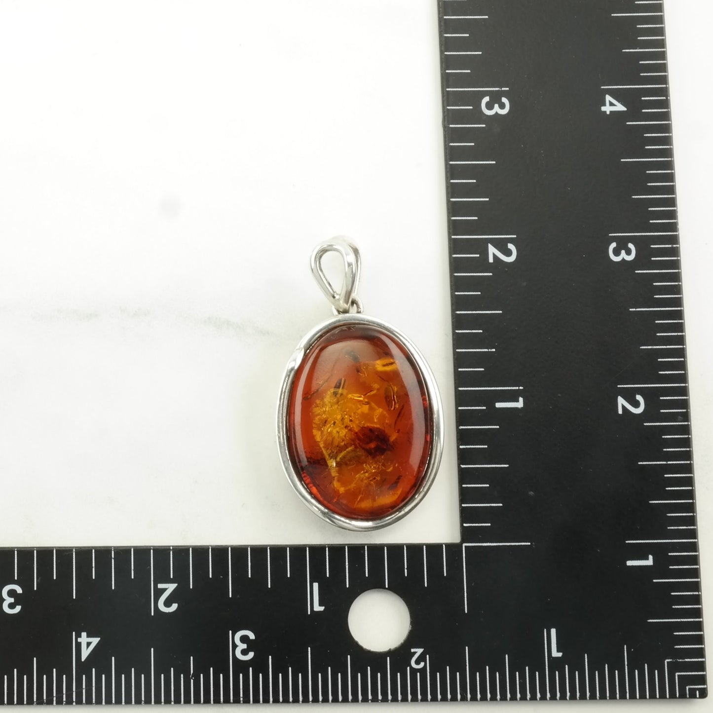 Vintage Amber Large Sterling Silver Pendant