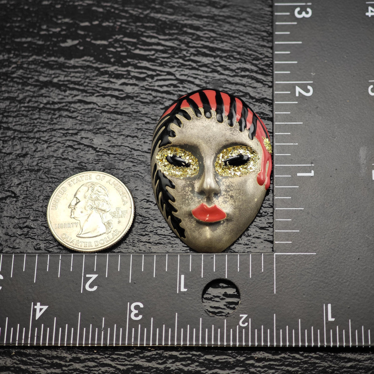 Venetian Enamel Glitter Mask Sterling Silver Pendant P3099