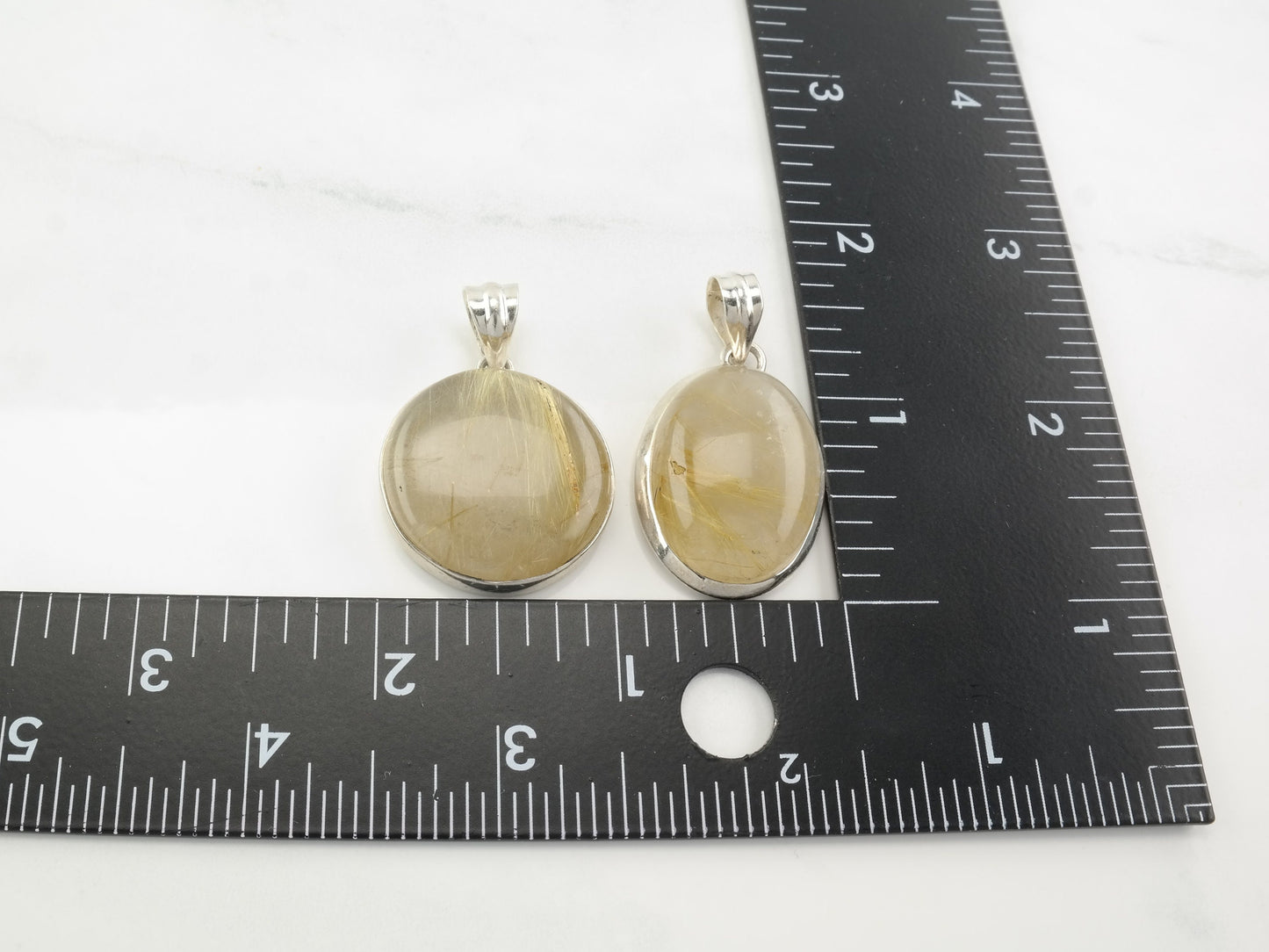 Choice of Vintage Modernist Rutile Quartz Sterling Silver Pendant