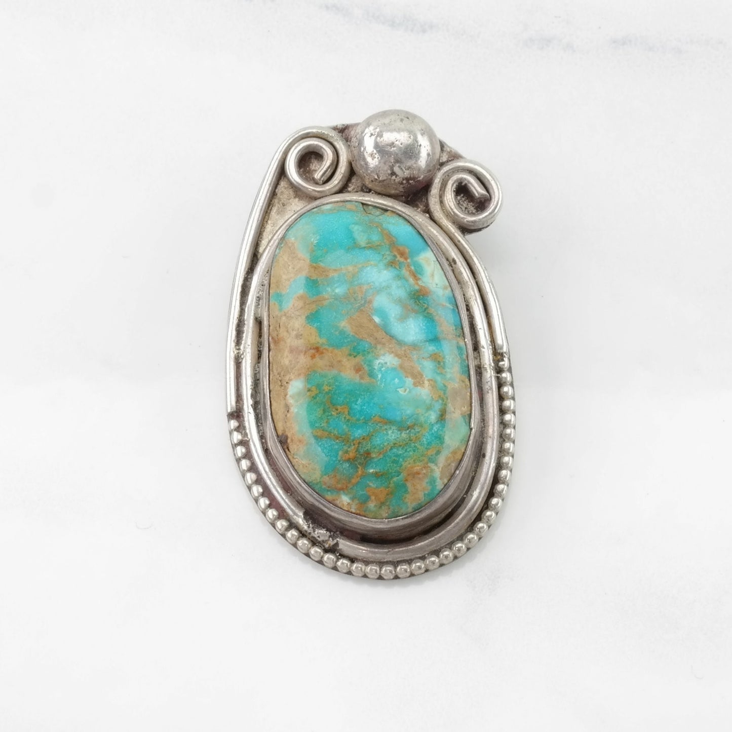 Vintage Native American Turquoise Sterling Silver Pendant