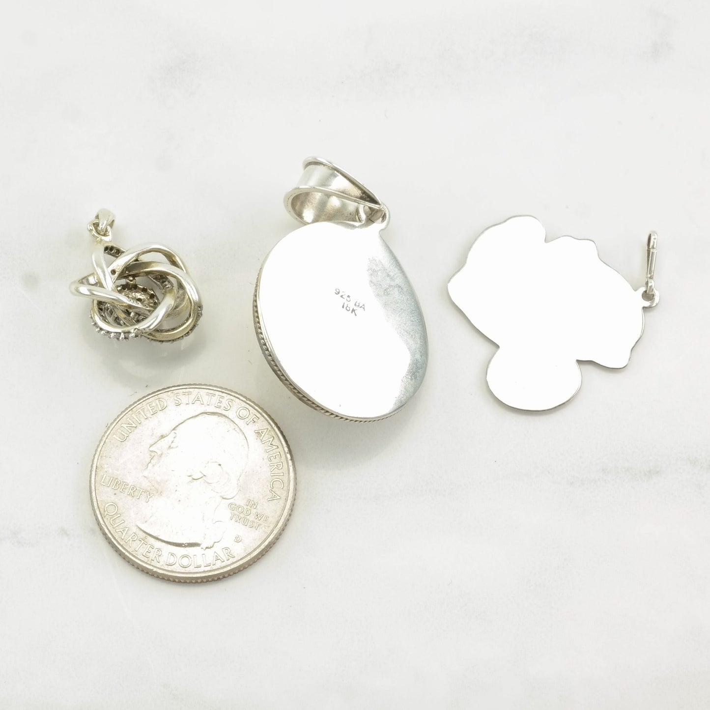 Vintage Diamond, Two Tone Minnie Mouse Sterling Silver Pendant P2230