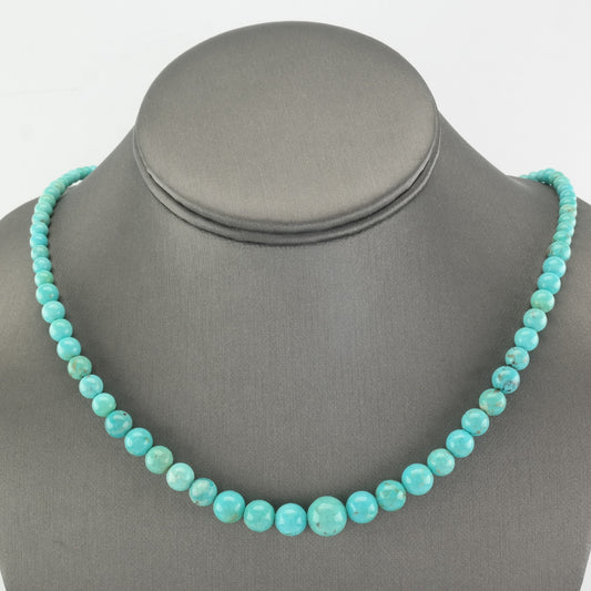 Vintage DTR Sterling Silver Blue Turquoise Bead Necklace