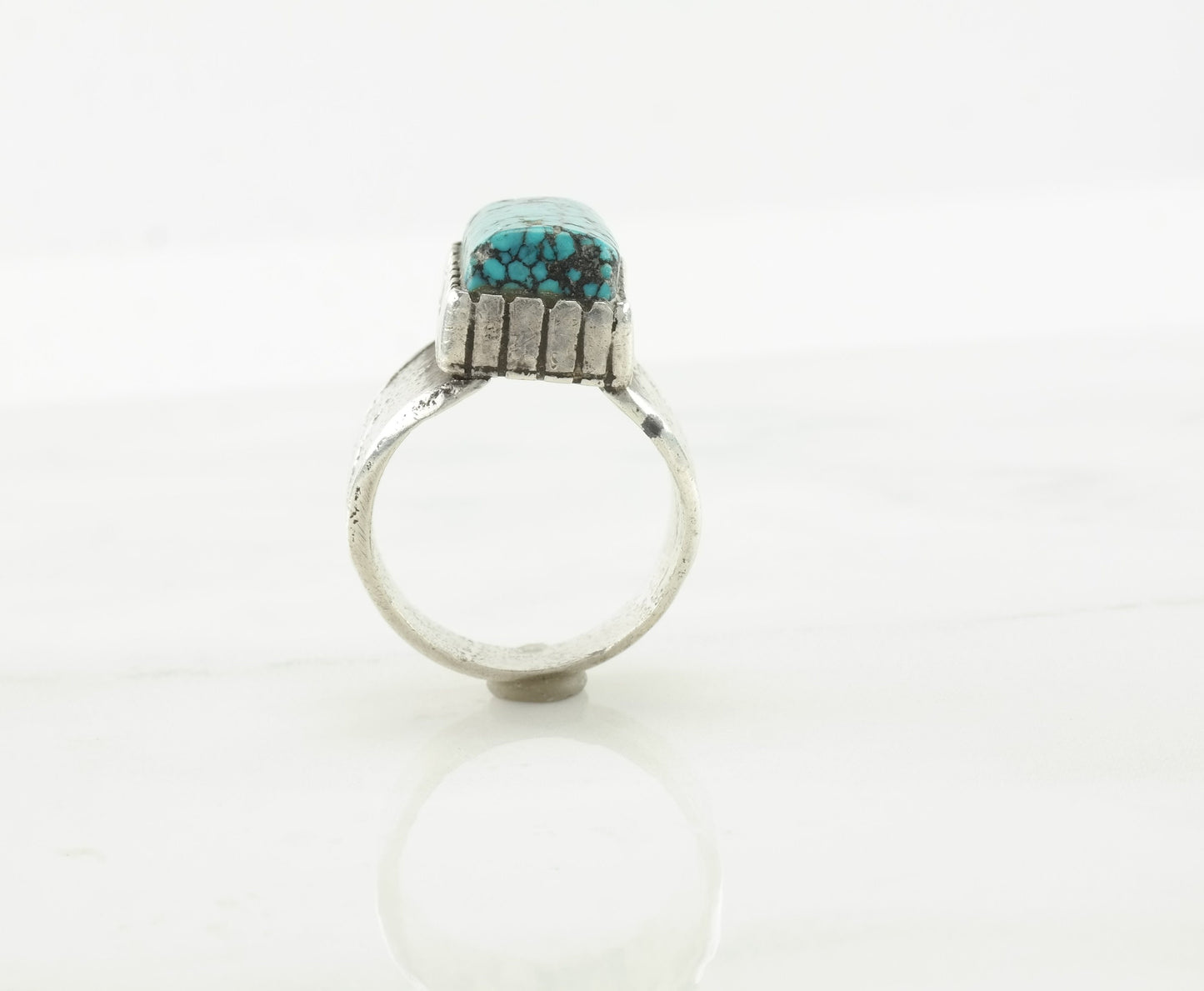 John Shopteese Silver Ring Cloud Mountain Turquoise Sterling Size 8