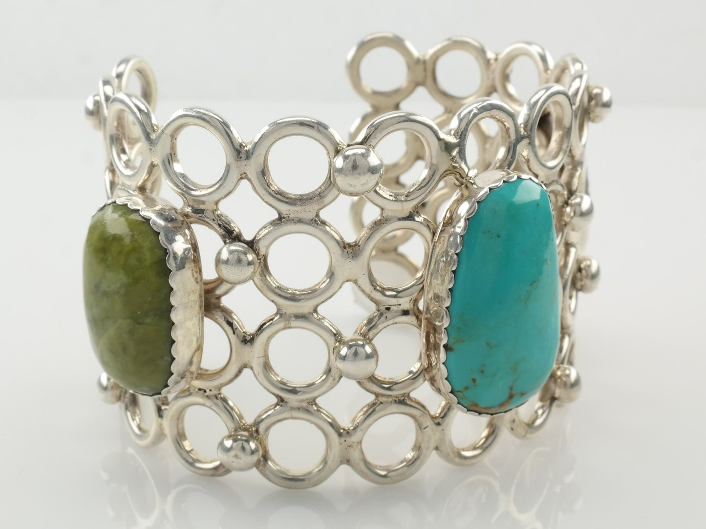 Turquoise Coral Sterling Cuff Bracelet Silver