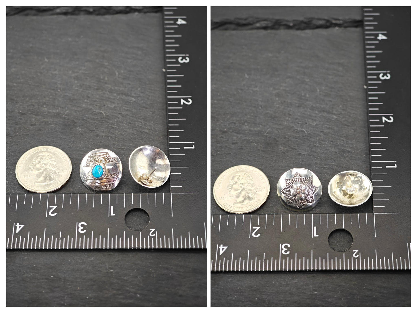 Choice of Vintage Sterling Silver Stud Earrings