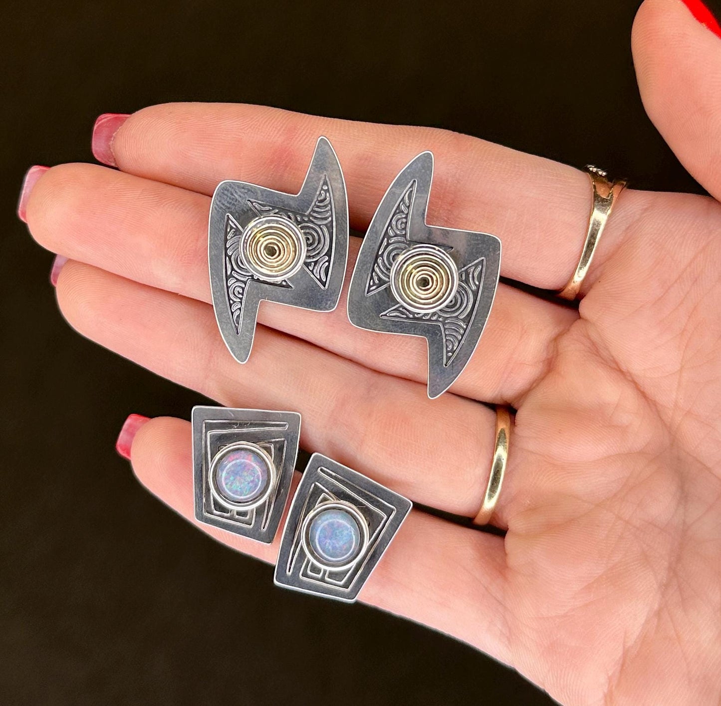 Stamas Sterling Silver Gold Accent Two Tone Swirl Earrings Clip On