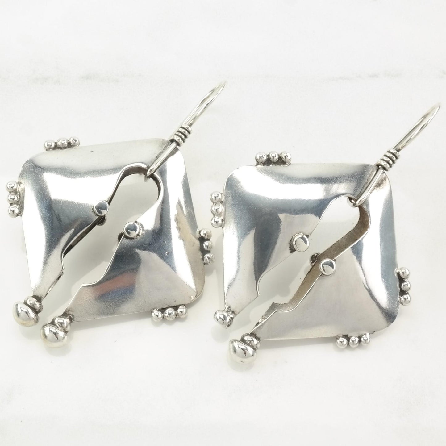 Sterling Silver Abstract Earrings Fish Hook