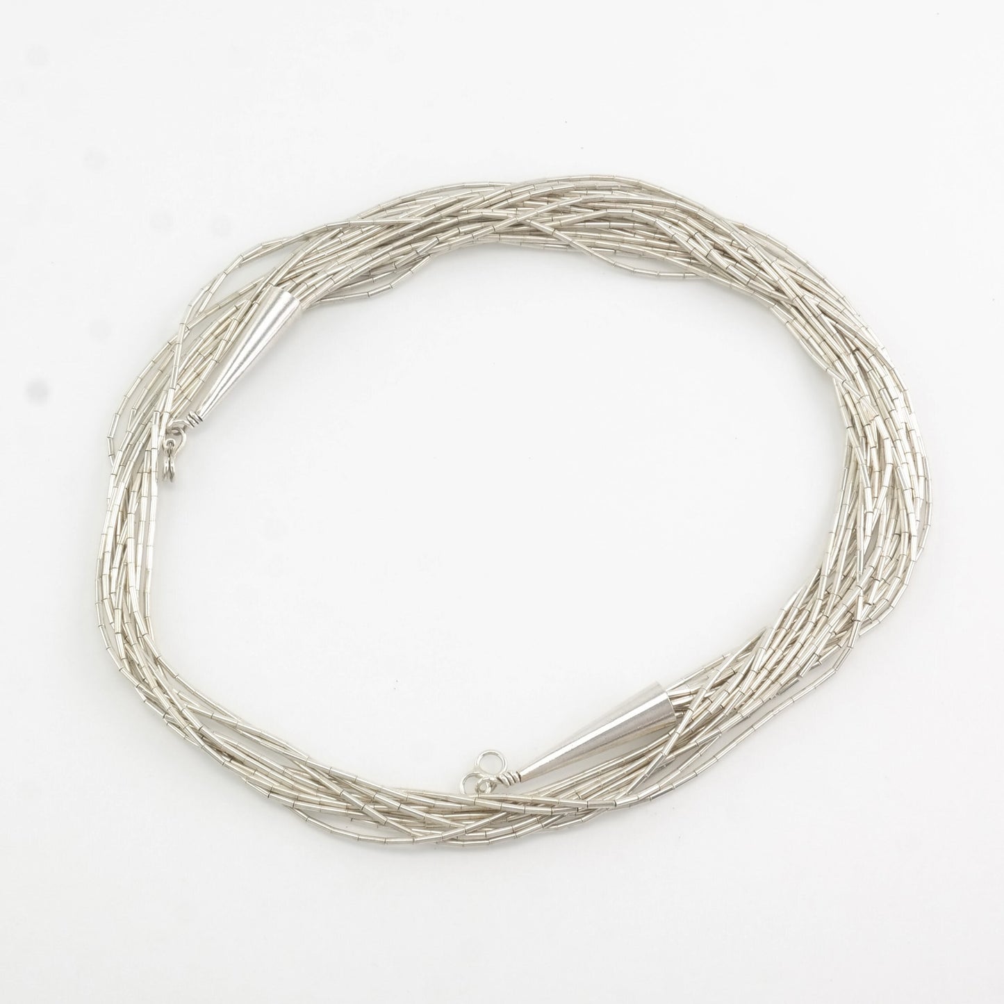 10 Strand Liquid Silver Necklace Vintage Southwest Sterling Silver