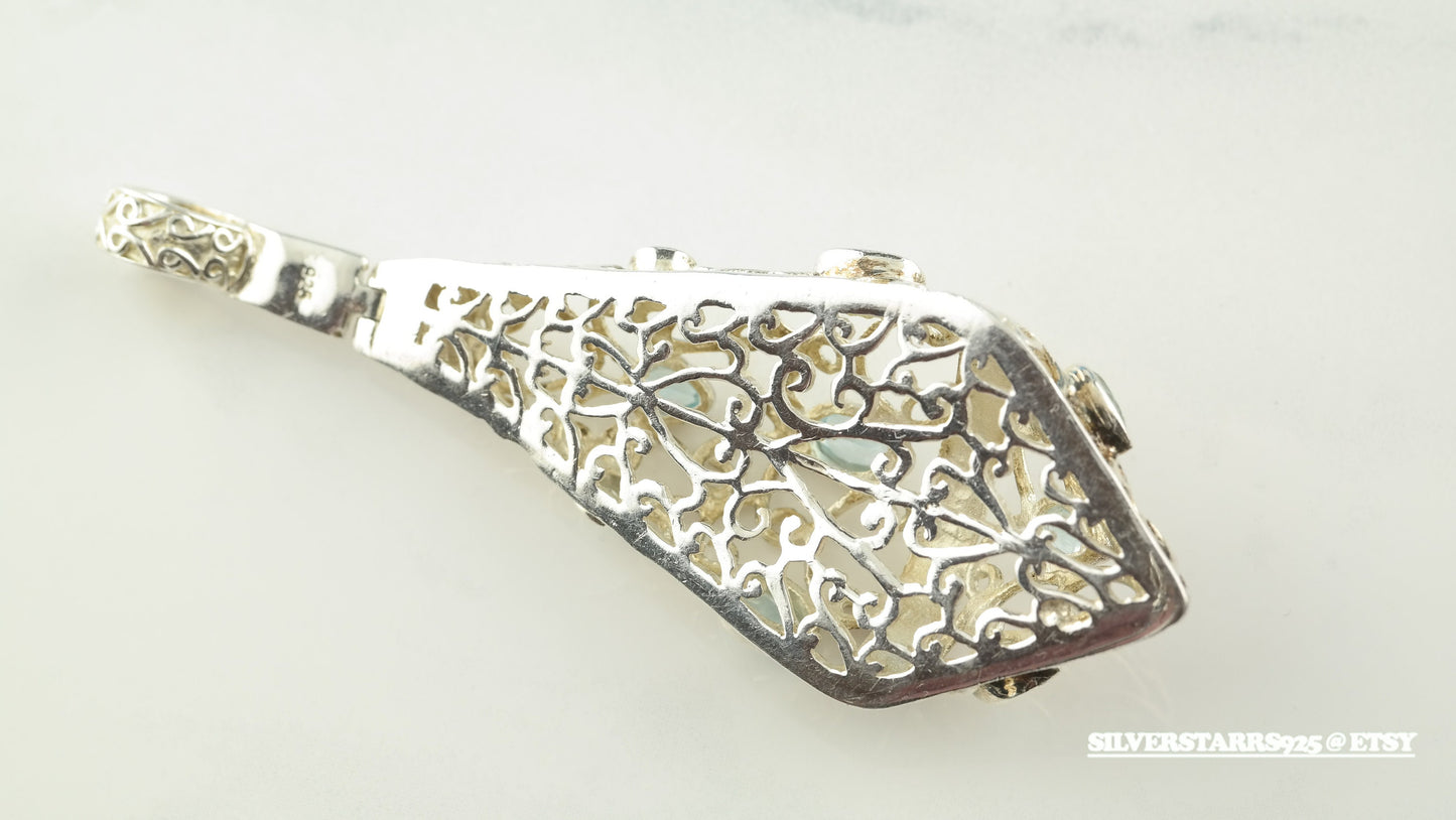 Topaz Filigree Sterling Silver Pendant
