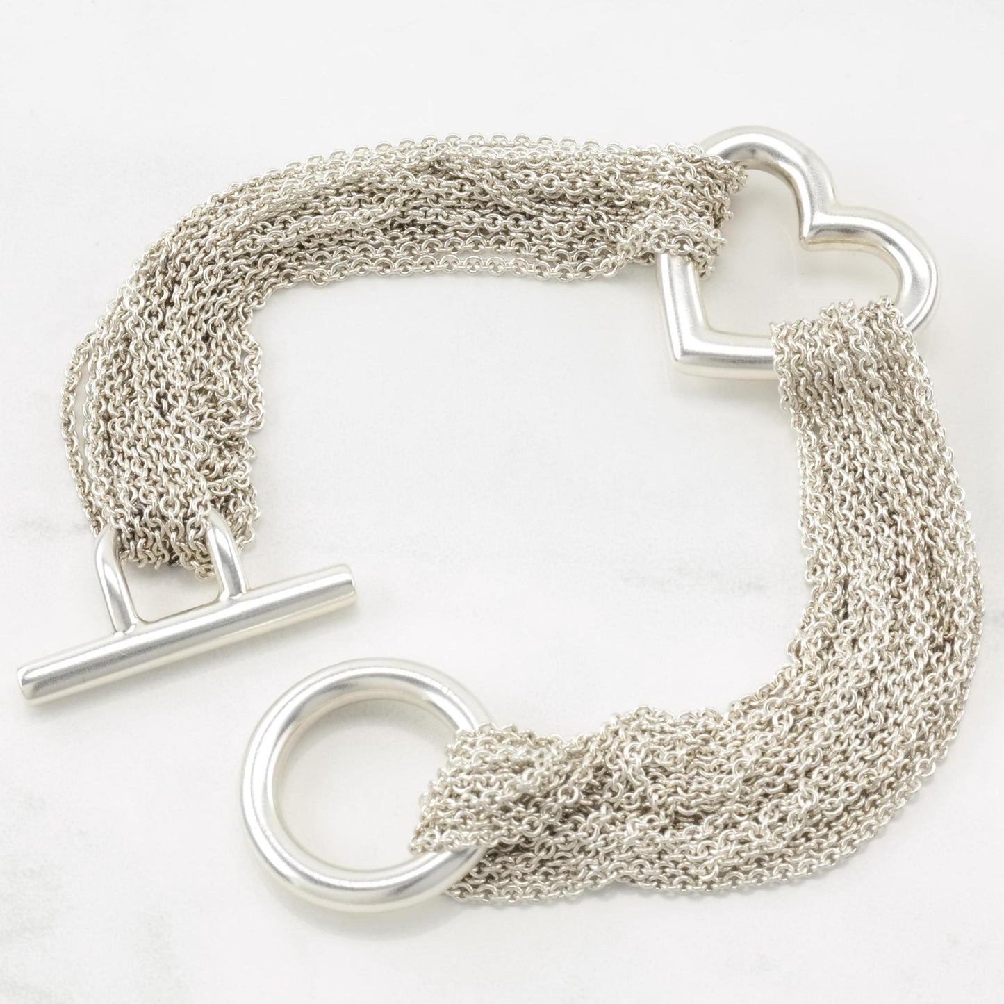 Vintage Tiffany & Co Sterling Silver Toggle Bracelet Heart Mesh
