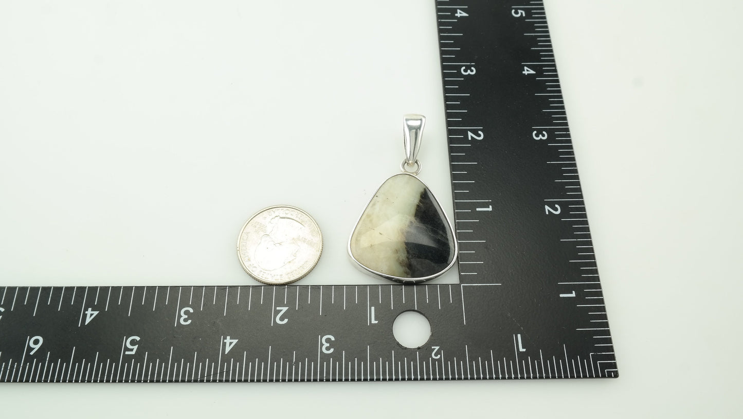 Charles Albert Gemstone Sterling Silver Pendant Black White P1755