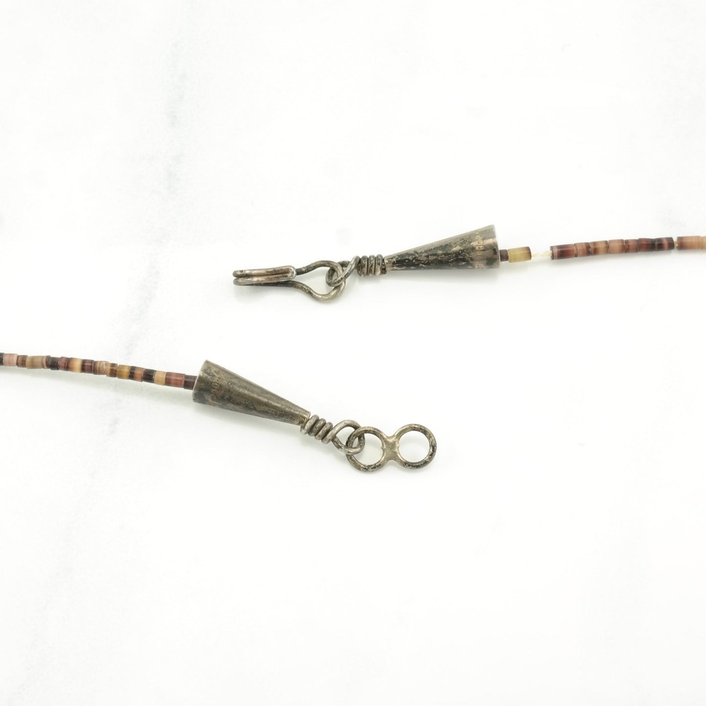 Vintage Southwest Sterling Silver Turquoise, MOP, Lapis Lazuli Animal, Heishi Necklace