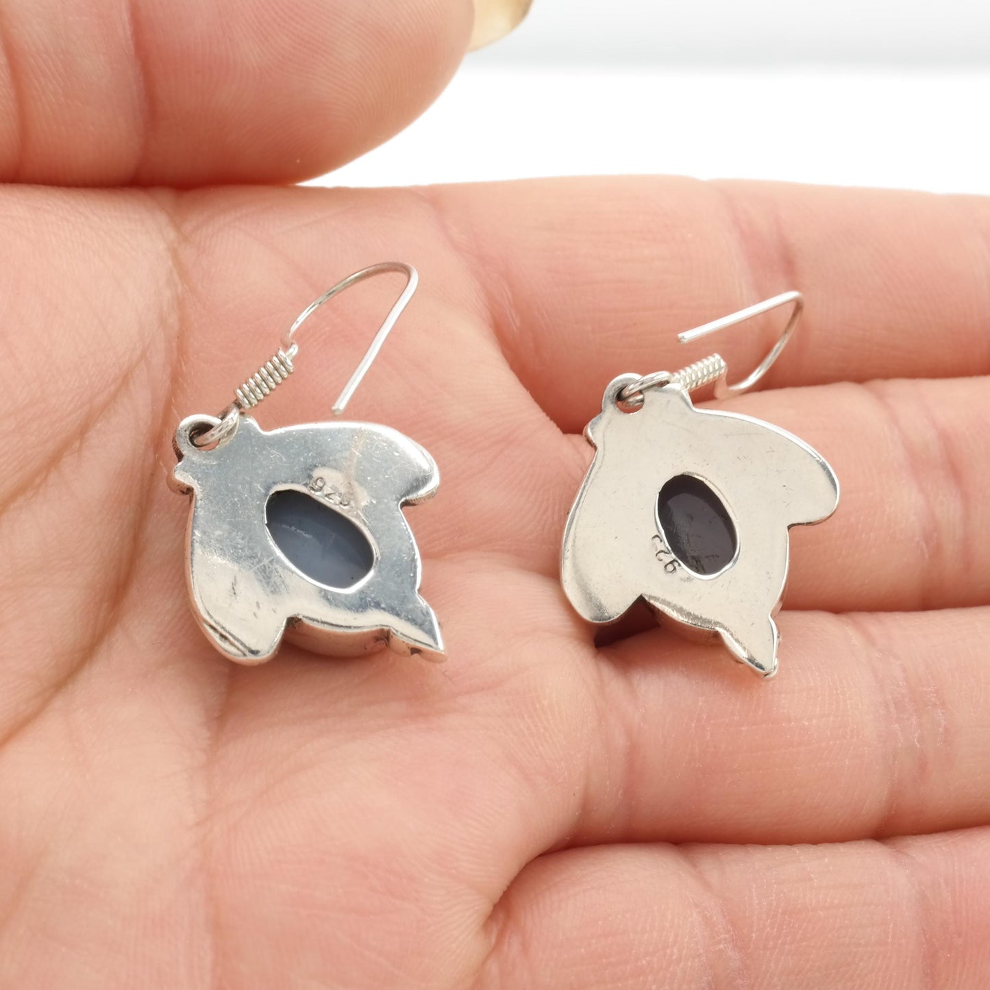 Vintage Druzy Sterling Silver Earrings Fish Hook Dangle