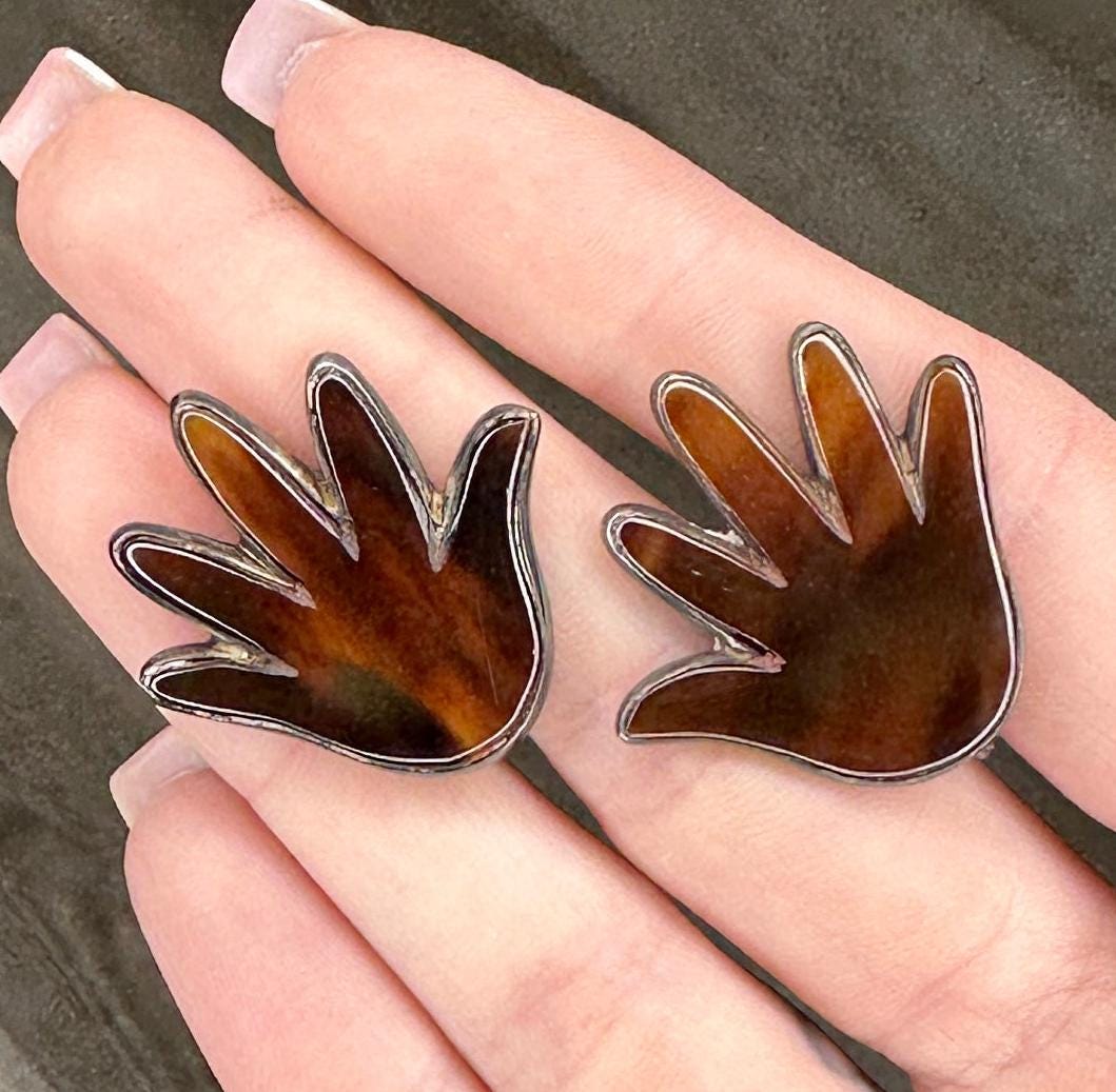 Spratling Taxco Earrings Screw Back Sterling Silver Hand