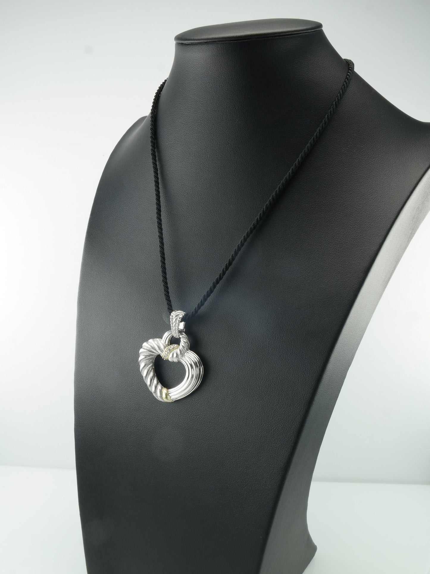 Vintage Judith Ripka Sterling Silver White CZ Heart Necklace