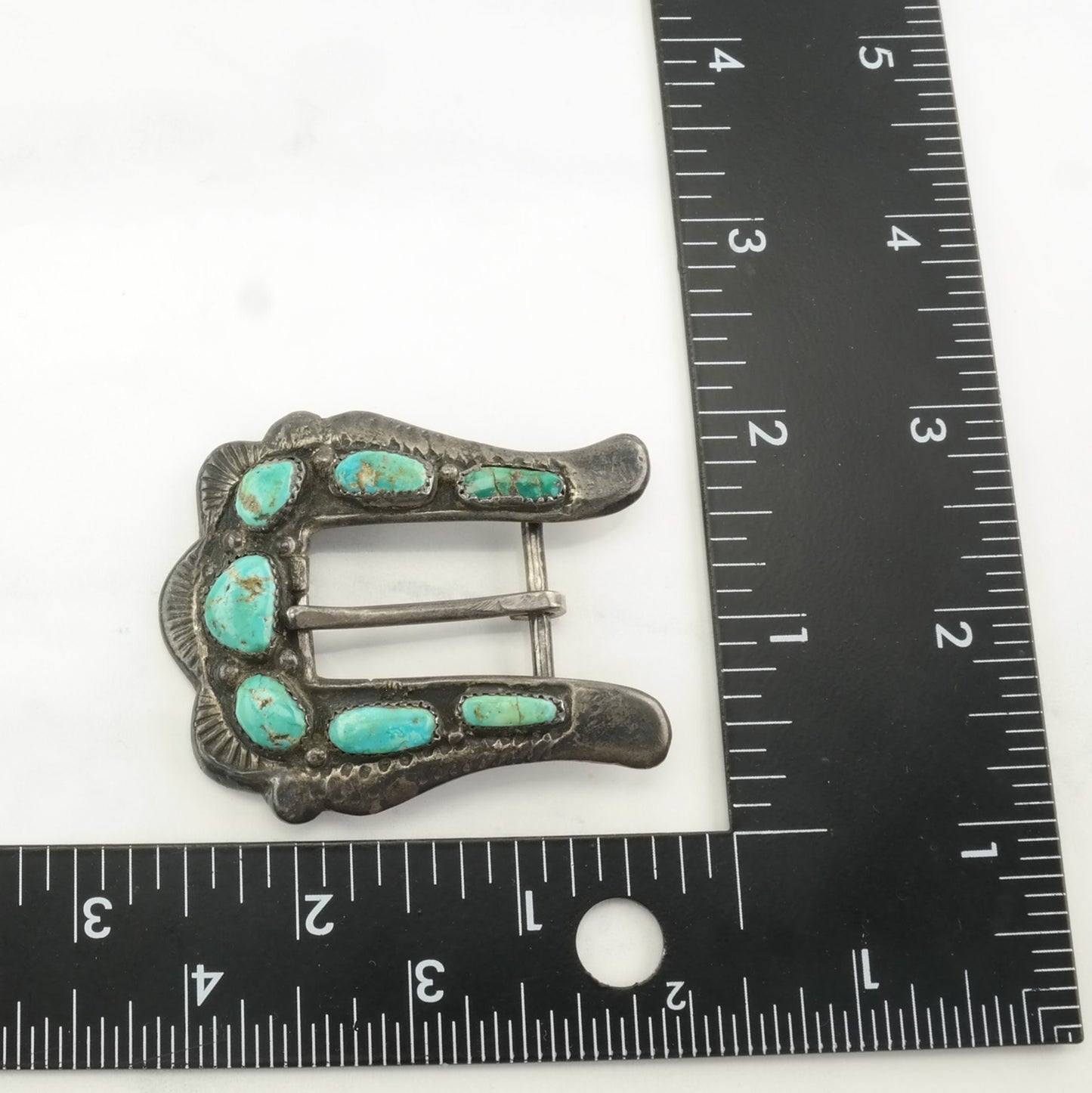 Important Zuni Turquoise Belt Buckle Native American Blue Sterling Silver Horace Iule