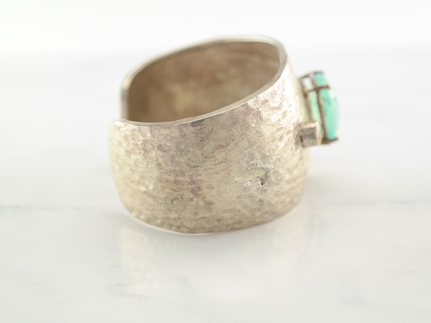 Vintage Hammered Sterling Silver Cuff with Citrine and Chalcedony