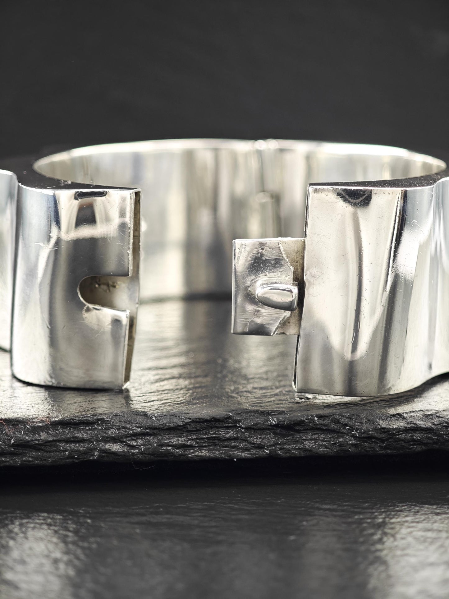 Taxco Mexico, Abstract Cuff Bracelet Sterling Silver
