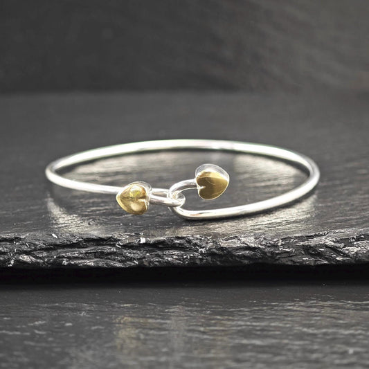 Tiffany & Co. 18K Gold, Heart Bangle Bracelet Sterling Silver