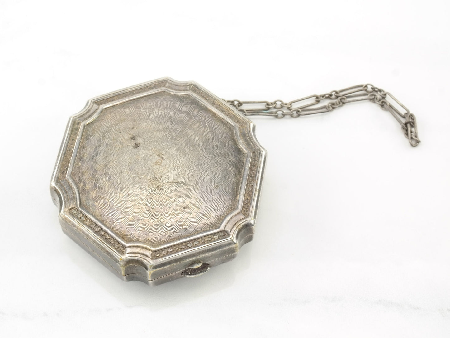 Vintage Yellow Enamel Ladies Compact Makeup Case Sterling Silver