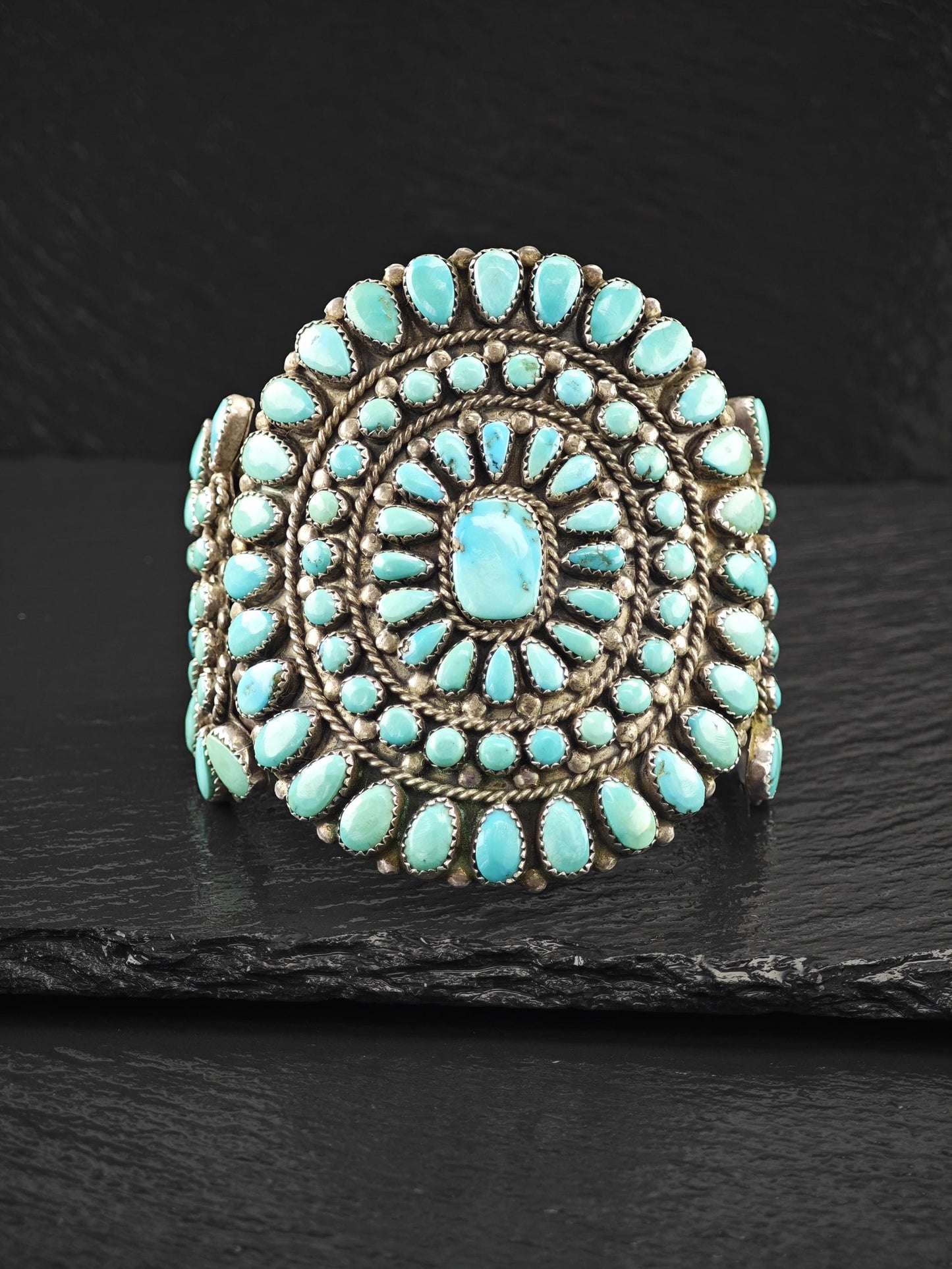 1950's Native American Large Cuff Bracelet Sterling Silver